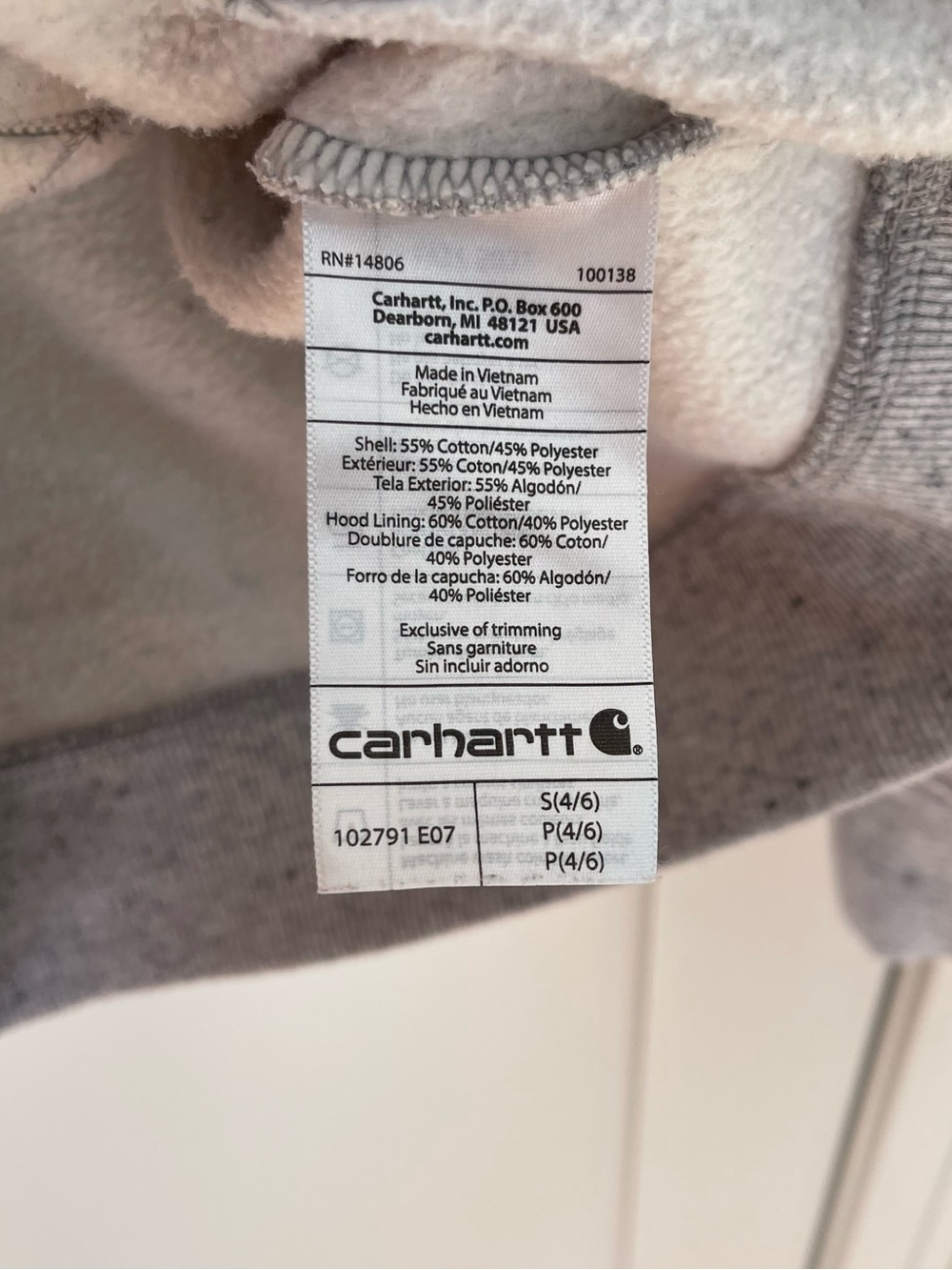 Carhartt Rain Defender Women’s Hooded Sweatshirt Heathered Grey Small Relaxed - Picture 4 of 5
